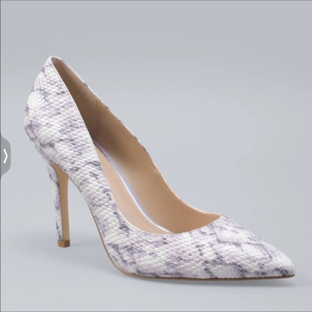 WHBM PURPLE SNAKE HEELS